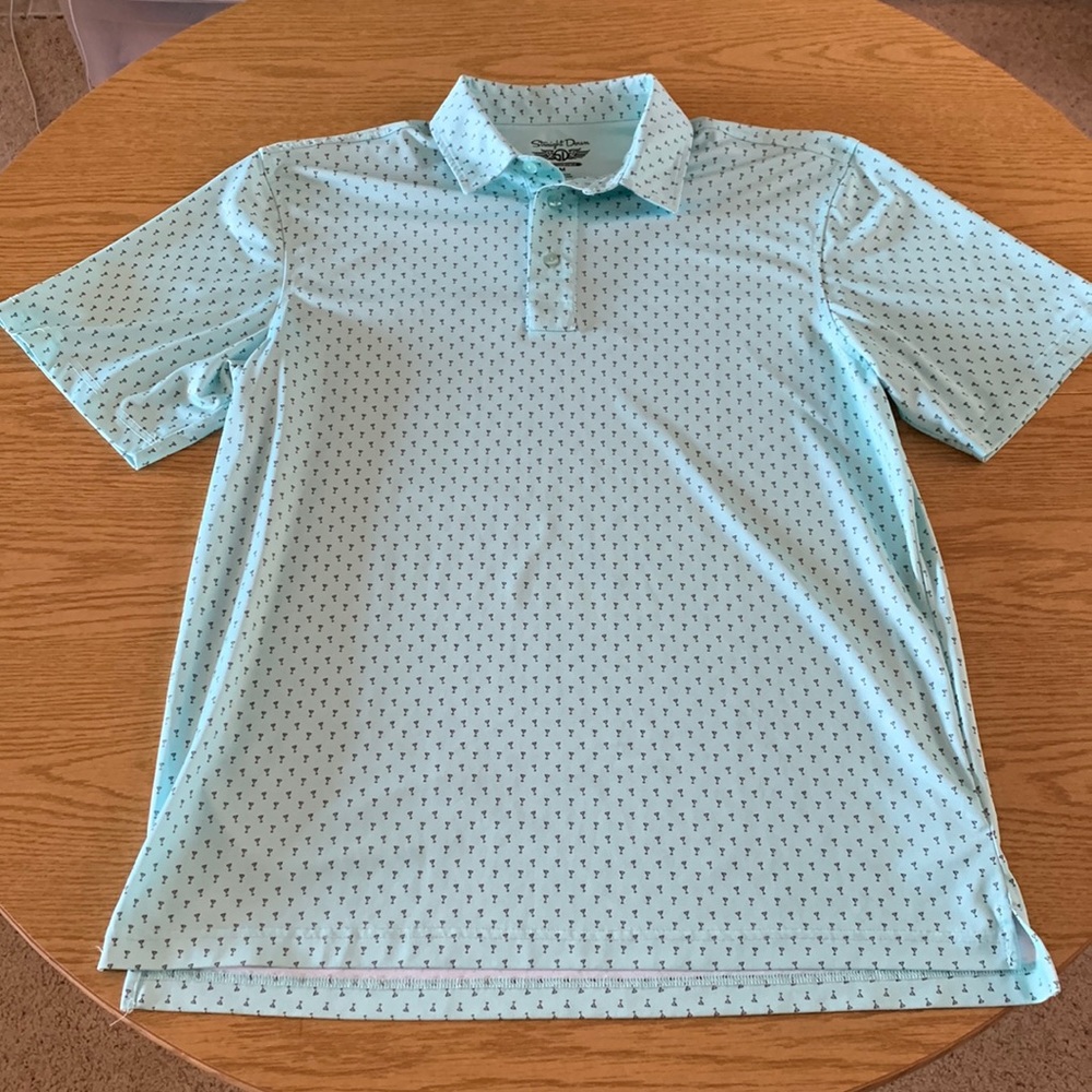 Straight Down Golf Shirt Size Medium Martini Print